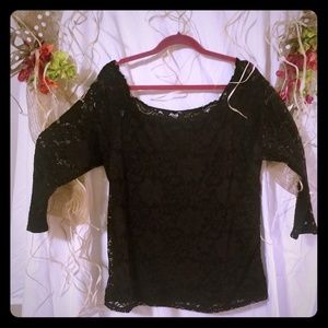 Smokin' hot black lace off the shoulder blouse